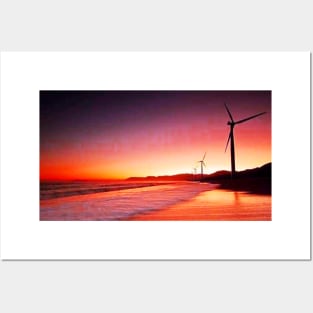 Windmills at night Posters and Art